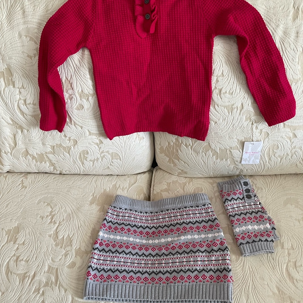 Tommy Bahama Kids Set Top Skirt leg Warmers